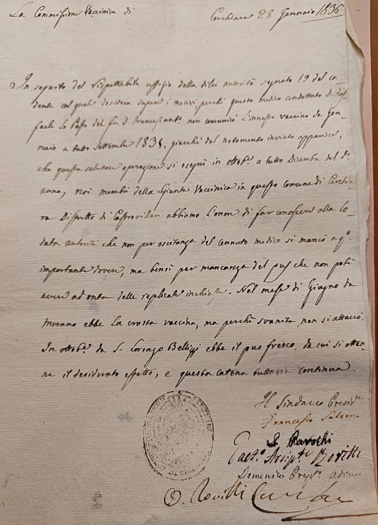1837 LA VACCINAZIONE DEL VAIOLO A CERCHIARA