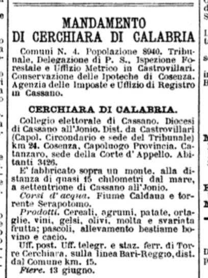 1894 - Mandamento di Cerchiara di Calabria