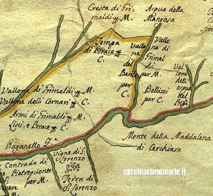 L'alta Valle del Raganello in un'inedita mappa del Settecento